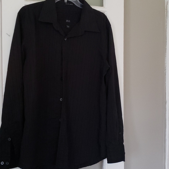 BKE Pin Stripe Black Slim Fit Stretch 👕 Shirt - Picture 1 of 4